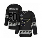 Men's St. Louis Blues #50 Jordan Binnington Authentic Black Team Logo Fashion 2019 Stanley Cup Champions Hockey Jersey