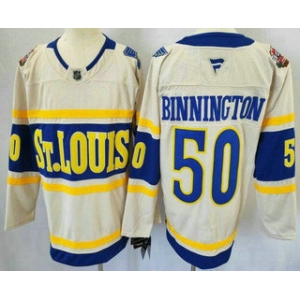 Men's St Louis Blues #50 Jordan Binnington Cream 2025 Winter Classic Authentic Jersey
