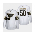 Men's St. Louis Blues #50 Jordan Binnington White Golden Edition Limited Stitched Hockey Jersey