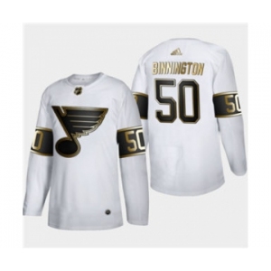 Men's St. Louis Blues #50 Jordan Binnington White Golden Edition Limited Stitched Hockey Jersey