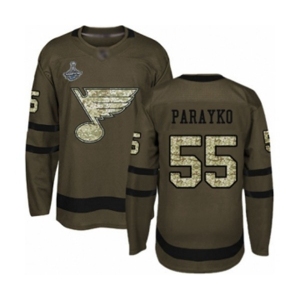 Men's St. Louis Blues #55 Colton Parayko Authentic Green Salute to Service 2019 Stanley Cup Champions Hockey Jersey
