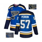 Men's St. Louis Blues #57 David Perron Authentic Royal Blue Fashion Gold 2019 Stanley Cup Champions Hockey Jersey