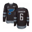 Men's St. Louis Blues #6 Joel Edmundson Authentic Black 1917-2017 100th Anniversary 2019 Stanley Cup Champions Hockey Jersey