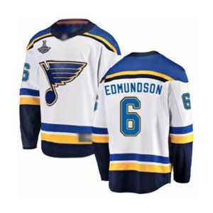 Men's St. Louis Blues #6 Joel Edmundson Fanatics Branded White Away Breakaway 2019 Stanley Cup Champions Hockey Jersey