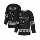 Men's St. Louis Blues #7 Joe Mullen Authentic Black Team Logo Fashion 2019 Stanley Cup Champions Hockey Jersey