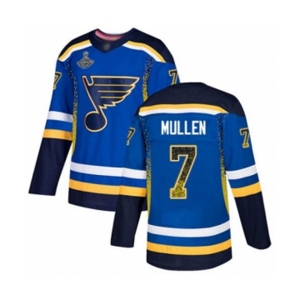 Men's St. Louis Blues #7 Joe Mullen Authentic Blue Drift Fashion 2019 Stanley Cup Champions Hockey Jersey