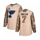 Men's St. Louis Blues #7 Joe Mullen Authentic Camo Veterans Day Practice 2019 Stanley Cup Champions Hockey Jersey