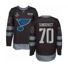 Men's St. Louis Blues #70 Oskar Sundqvist Authentic Black 1917-2017 100th Anniversary 2019 Stanley Cup Champions Hockey Jersey