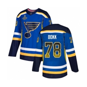 Men's St. Louis Blues #78 Dominik Bokk Authentic Blue Drift Fashion 2019 Stanley Cup Champions Hockey Jersey