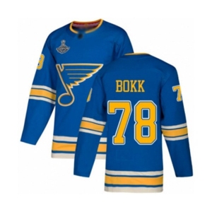 Men's St. Louis Blues #78 Dominik Bokk Authentic Navy Blue Alternate 2019 Stanley Cup Champions Hockey Jersey
