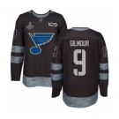 Men's St. Louis Blues #9 Doug Gilmour Authentic Black 1917-2017 100th Anniversary 2019 Stanley Cup Champions Hockey Jersey