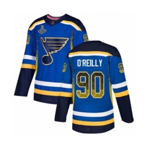 Men's St. Louis Blues #90 Ryan O'Reilly Authentic Blue Drift Fashion 2019 Stanley Cup Champions Hockey Jersey