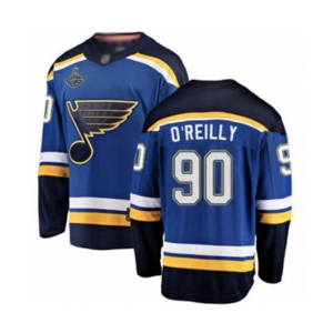 Men's St. Louis Blues #90 Ryan O'Reilly Fanatics Branded Royal Blue Home Breakaway 2019 Stanley Cup Champions Hockey Jersey