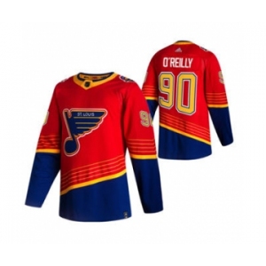 Men's St. Louis Blues #90 Ryan O'Reilly Red 2020-21 Reverse Retro Alternate Hockey Jersey
