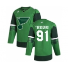 Men's St. Louis Blues #91 Vladimir Tarasenko 2020 St. Patrick's Day Stitched Hockey Jersey Green