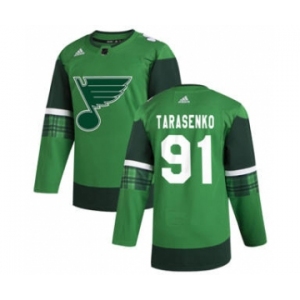 Men's St. Louis Blues #91 Vladimir Tarasenko 2020 St. Patrick's Day Stitched Hockey Jersey Green