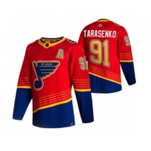 Men's St. Louis Blues #91 Vladimir Tarasenko Red 2020-21 Reverse Retro Alternate Hockey Jersey