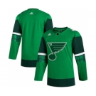 Men's St. Louis Blues Blank 2020 St. Patrick's Day Stitched Hockey Jersey Green