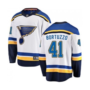 St. Louis Blues #41 Robert Bortuzzo Fanatics Branded White Away Breakaway NHL Jersey