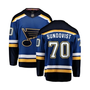 St. Louis Blues #70 Oskar Sundqvist Fanatics Branded Royal Blue Home Breakaway NHL Jersey