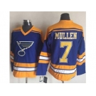 St.Louis Blues #7 Joe Mullen Light Blue Yellow CCM Throwback Stitched NHL Jersey