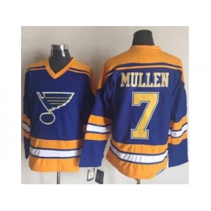 St.Louis Blues #7 Joe Mullen Light Blue Yellow CCM Throwback Stitched NHL Jersey