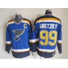 nhl jerseys st. louis blues #99 gretzky blue[C patch]