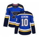 Women Adidas St. Louis Blues #10 Brayden Schenn Authentic Royal Blue Home NHL Jersey