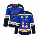 Women Adidas St. Louis Blues #11 Brian Sutter Authentic Blue USA Flag Fashion NHL Jersey