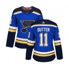 Women Adidas St. Louis Blues #11 Brian Sutter Authentic Royal Blue Home NHL Jersey