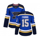 Women Adidas St. Louis Blues #15 Robby Fabbri Premier Royal Blue Home NHL Jersey