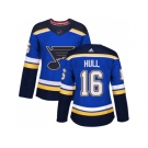 Women Adidas St. Louis Blues #16 Brett Hull Blue Home Authentic Stitched NHL Jersey