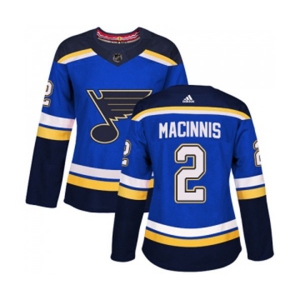 Women Adidas St. Louis Blues #2 Al Macinnis Authentic Royal Blue Home NHL Jersey