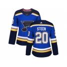 Women Adidas St. Louis Blues #20 Alexander Steen Blue Home Authentic Stitched NHL Jersey