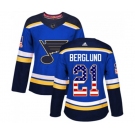 Women Adidas St. Louis Blues #21 Patrik Berglund Authentic Blue USA Flag Fashion NHL Jersey