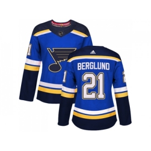 Women Adidas St. Louis Blues #21 Patrik Berglund Blue Home Authentic Stitched NHL Jersey