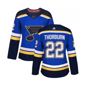 Women Adidas St. Louis Blues #22 Chris Thorburn Authentic Royal Blue Home NHL Jersey