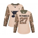 Women Adidas St. Louis Blues #27 Alex Pietrangelo Authentic Camo Veterans Day Practice NHL Jersey