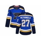 Women Adidas St. Louis Blues #27 Alex Pietrangelo Blue Home Authentic Stitched NHL Jersey