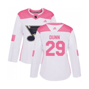 Women Adidas St. Louis Blues #29 Vince Dunn Authentic White Pink Fashion NHL Jersey