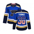 Women Adidas St. Louis Blues #36 Robert Thomas Authentic Blue USA Flag Fashion NHL Jersey