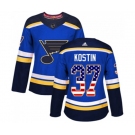 Women Adidas St. Louis Blues #37 Klim Kostin Authentic Blue USA Flag Fashion NHL Jersey