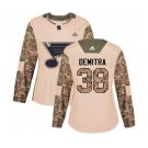 Women Adidas St. Louis Blues #38 Pavol Demitra Authentic Camo Veterans Day Practice NHL Jersey