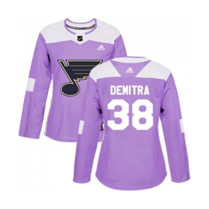 Women Adidas St. Louis Blues #38 Pavol Demitra Authentic Purple Fights Cancer Practice NHL Jersey