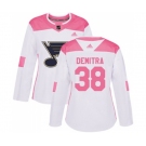 Women Adidas St. Louis Blues #38 Pavol Demitra Authentic White Pink Fashion NHL Jersey