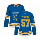 Women Adidas St. Louis Blues #57 David Perron Authentic Navy Blue Alternate NHL Jersey