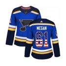 Women Adidas St. Louis Blues #61 Wade Megan Authentic Blue USA Flag Fashion NHL Jersey