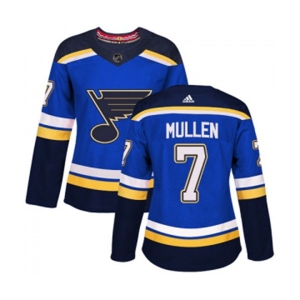 Women Adidas St. Louis Blues #7 Joe Mullen Authentic Royal Blue Home NHL Jersey