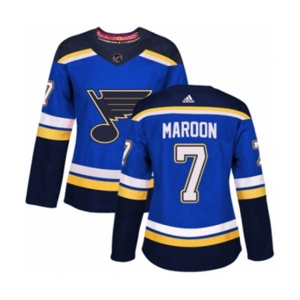 Women Adidas St. Louis Blues #7 Patrick Maroon Authentic Royal Blue Home NHL Jersey