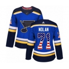 Women Adidas St. Louis Blues #71 Jordan Nolan Authentic Blue USA Flag Fashion NHL Jersey